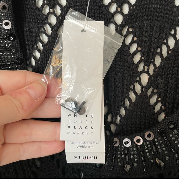 NEW WHBM 3/4 Sleeve Open Knit Embellished Beaded Tunic Sweater Top Size Medium - Picture 12 of 14